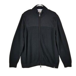 Brax Cardigan Sweater‎ Mens 54 Black Style Jake Full Zip Mock Neck Knit Sportive